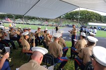 HONOLULU - The Marine Corps Forces Pacific Band plays as military veterans, motorcycle clubs and  Vietnam veteran supporters gathered at the National Cemetery of the Pacific in the Pu'owaina Crater, also known as the Punchbowl for a Vietnam Veteran Ceremony and wreath laying ceremony on May 30.  (U.S.  Air Force photo/Tech Sgt. Cohen A. Young)
