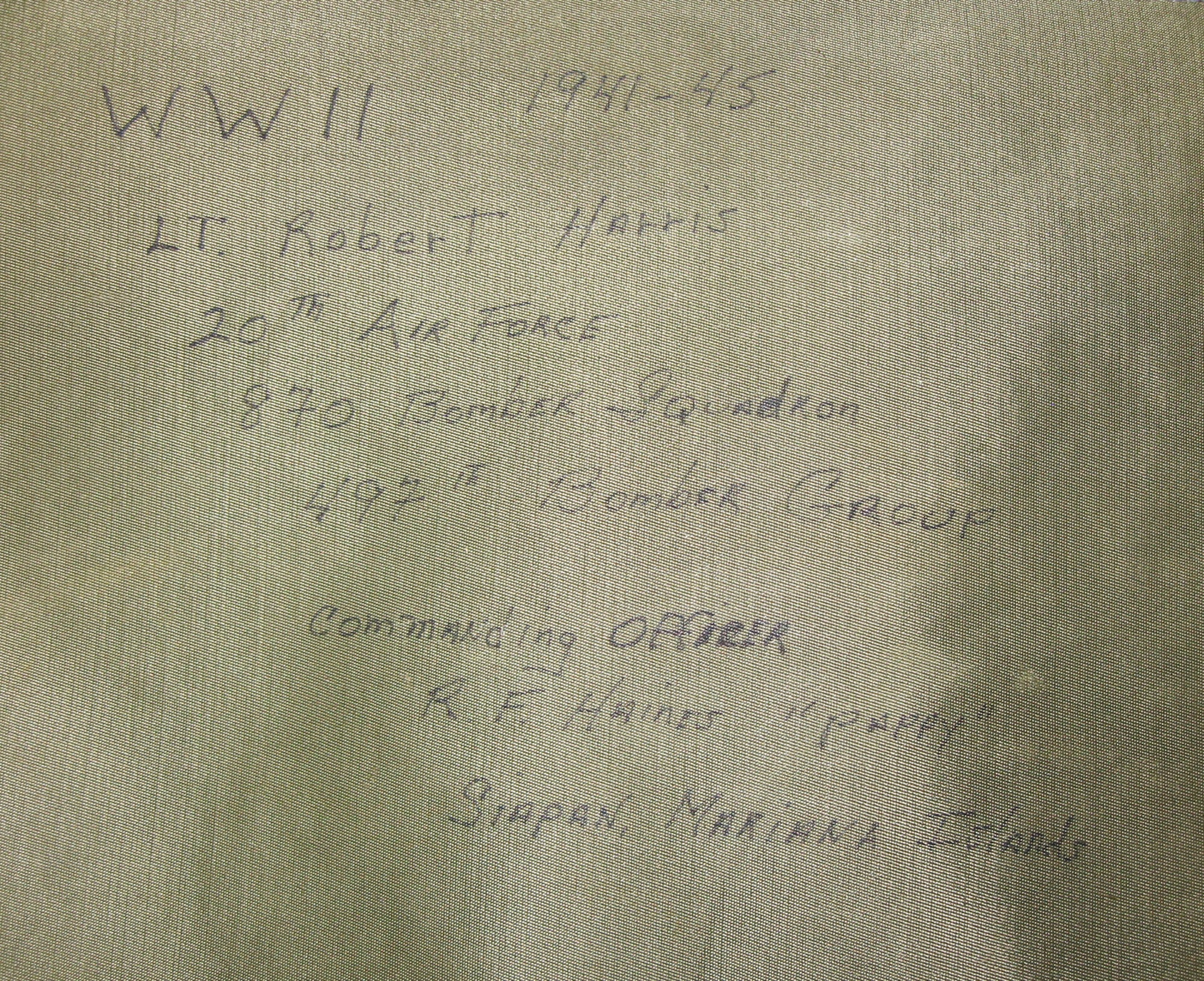 The painted fabric insignia represents the 870th Bombardment Squadron, which was part of the 20th Air Force, XX Bomber Command, 73rd Bomb Wing, 497th Bomb Group. The unit flew B-17s and later B-29s and saw combat in the Western Pacific from Nov. 1, 1944, through Aug. 14, 1945. The unit was disbanded on March 31, 1946. The item belonged to 1st Lt. Robert Harris. (U.S. Air Force photo)