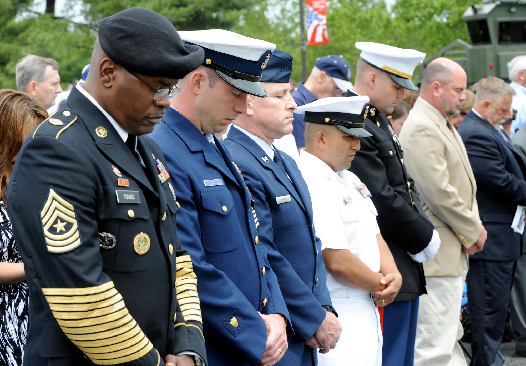 The selfless patriots, who answered the call and gave the ultimate sacrifice, their families, joint servicemembers and local police were honored during the annual Parade of Wreaths Ceremony May 27 at Pudgy Circle here. (U.S. Air Force photo/Wayne Russell)