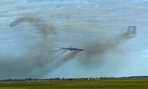 MINOT AIR FORCE BASE, N.D. – Three B-52H Stratofortesses takeoff on their way to Andersen AFB, Guam, as part of a deployment here Jun 2. During the six-month deployment, nearly 350 Airmen and more than five B-52s will provide U.S. Pacific Command with a continuous bomber presence in the Asia-Pacific region. (U.S. Air Force photo by Senior Airman Michael J. Veloz)