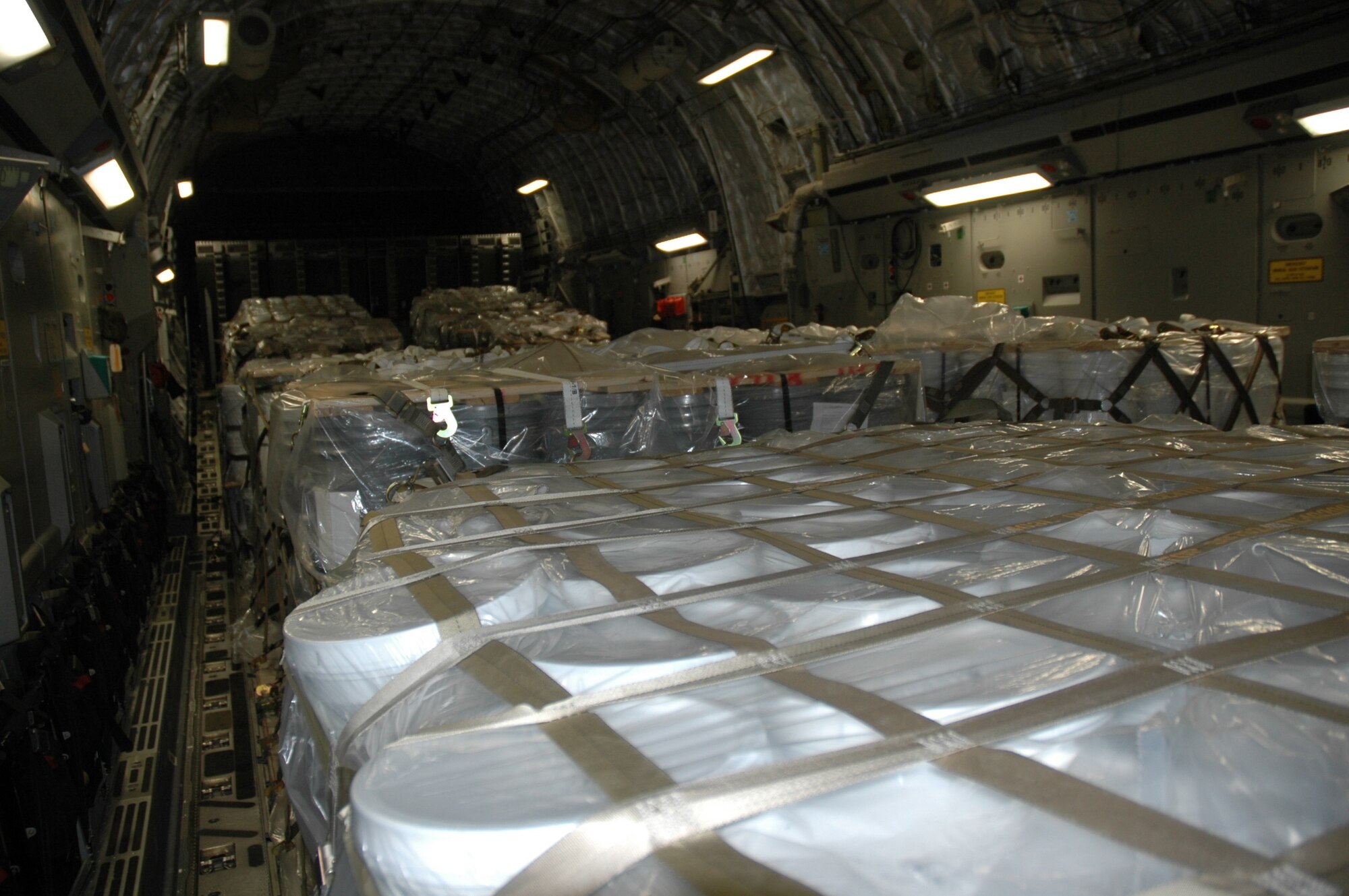 Reservists from the 315th Airlift Wing Charleston Air Force Base, S.C. transported 11 pallets of soybean seeds to Ramstein Air Force Base Germany over Memorial Day weekend. The seeds will be distributed to farmers in 31 provinces across Afghanistan to improve the diet and nutrition of the Afghan people. (U.S. Air Force Photo/2nd Lt Joe Simms)