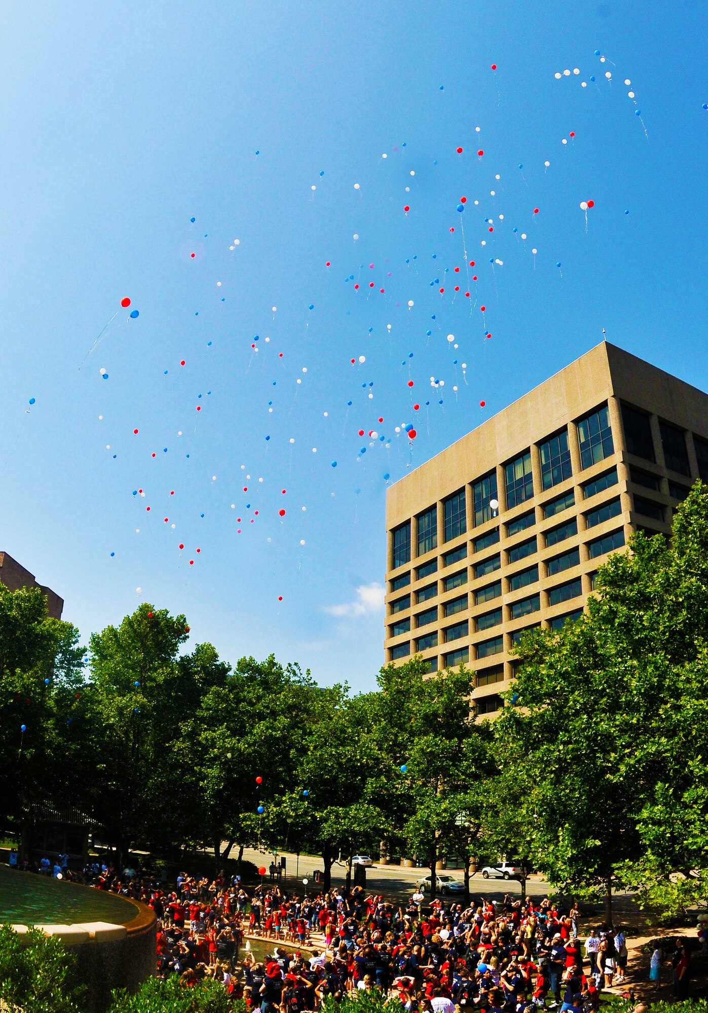Balloons carrying hand-written messages for deceased military members are released during the 16th annual Tragedy Assistance Program for Survivors National Military Survivor Seminar and Good Grief Camp May 30. Since 1995, parents, spouses, siblings and other adults have attended the seminar and children who have lost a loved one in service to their country attend the camp. Both programs incorporate a series of activities and workshops to help the attendees cope with the grief that comes with losing a loved one. (U.S. Air Force photo by Airman 1st Class Katherine Windish)