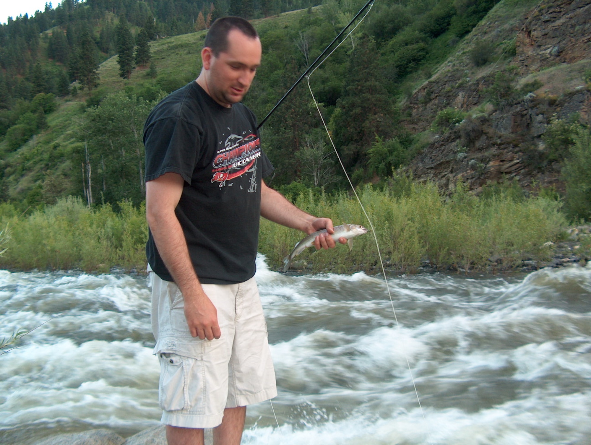 Robbie Rauch is an avid man of the outdoors. His keen interest in orienteering and fly fishing often takes him outside, as shown in this Idaho fishing trip several years ago. Since 2002, Rauch has taught fly fishing and orienteering classes through Tinker’s Outdoor Recreation department. (Courtesy photo)