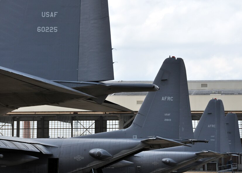 Combat Talons from the 919th Special Operations Wing occupy space on the Eglin Air Force Base flightline while the runway at Duke Field is under construction.  The runway is scheduled to be completed in December.  (U.S. Air Force photo/2nd Lt. Andrew Caulk.)