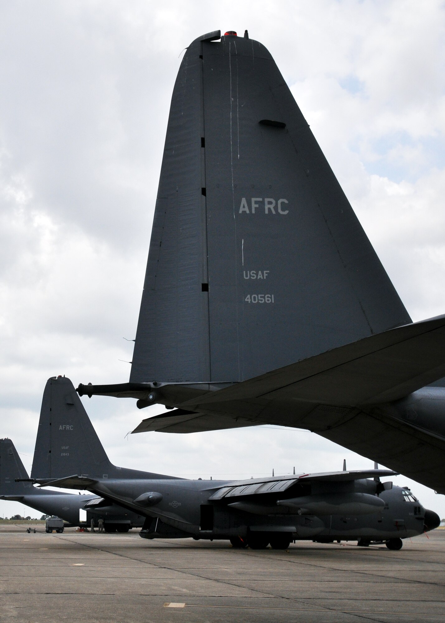 Combat Talons from the 919th Special Operations Wing occupy space on the Eglin Air Force Base flightline while the runway at Duke Field is under construction.  The runway is scheduled to be completed in December.  (U.S. Air Force photo/2nd Lt. Andrew Caulk.)