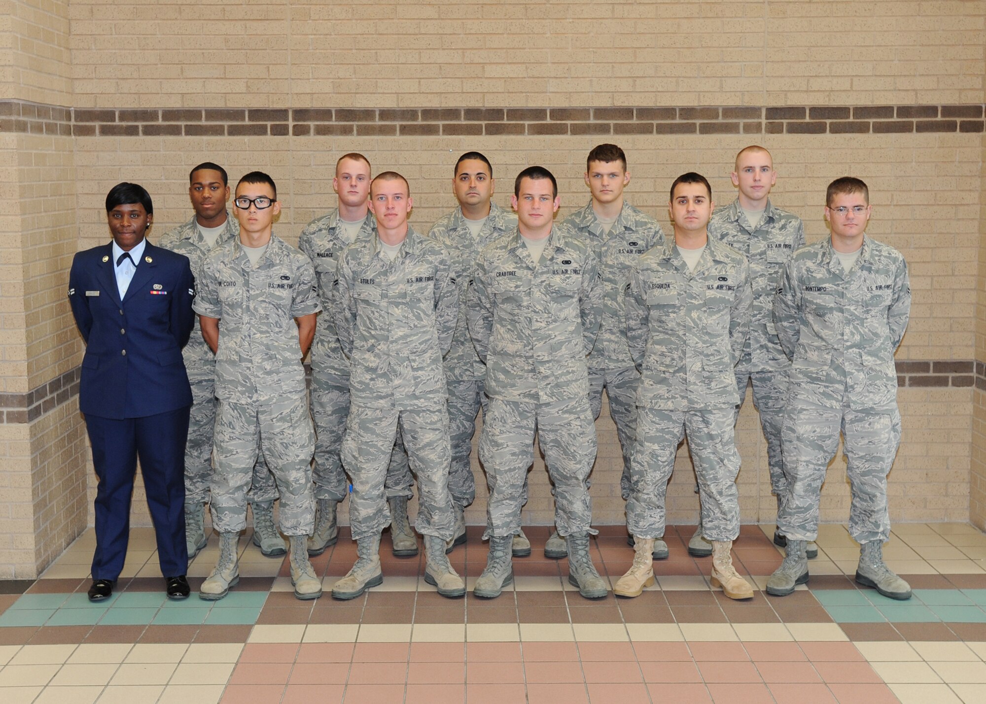 Congratulations to Team McConnell’s newest First Term Airman’s Center graduates who graduated June 4, 2010 at McConnell Air Force Base, Kan. Front row: Airman 1st Class Andrea Bradley, Danavan De Coito, Zachary Stults, Nicholas Crabtree, John Esqueda and Mark Bontempo. Back row: Airman 1st Class Latrakis White, Airman Ryan Wallace, Airman 1st Class Jose Toro Colon, Airman Hunter Bruckman and Airman 1st Class Michael Bailey. (U.S. Air Force photo/Airman 1st Class Andrea Salazar)