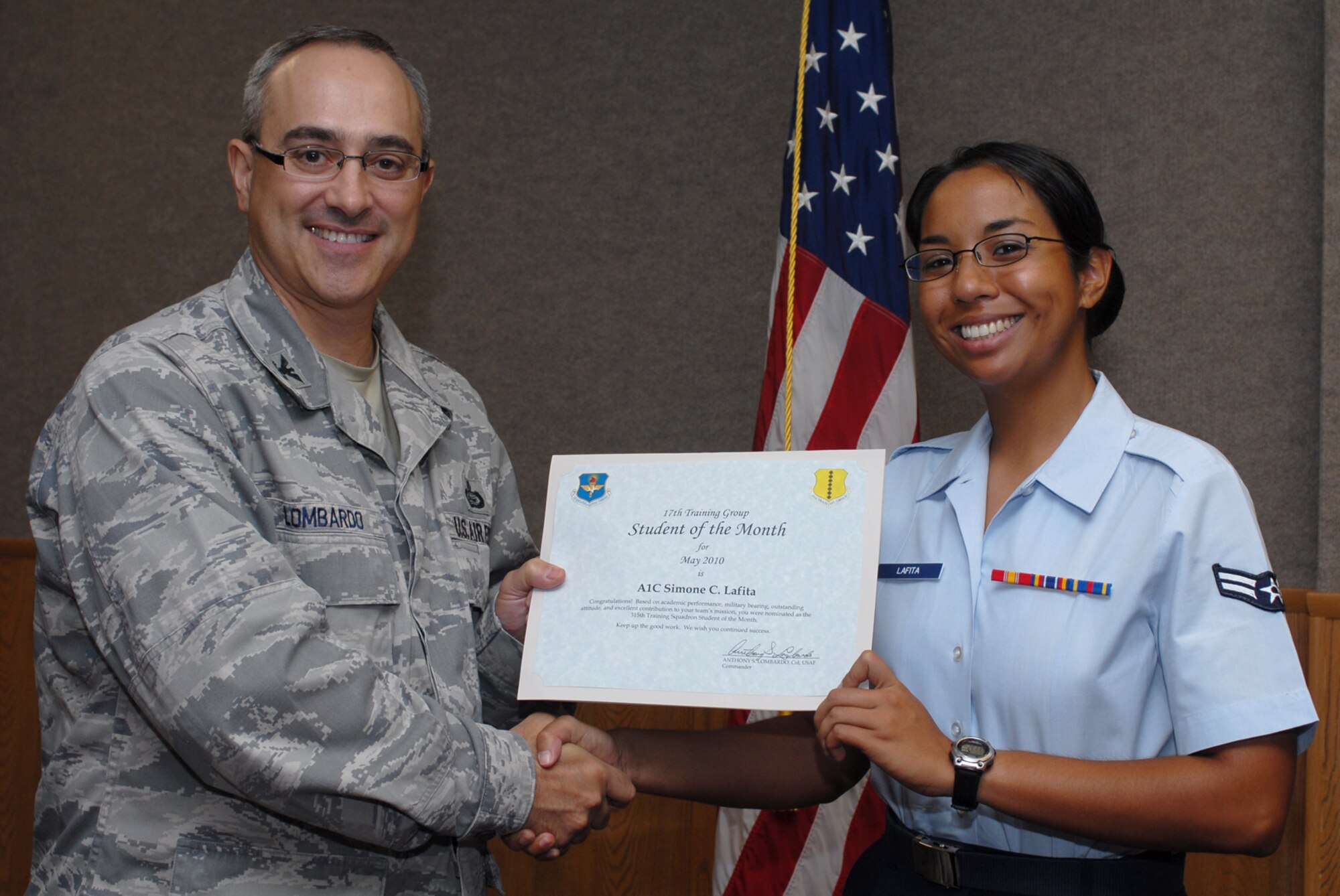 GOODFELLOW AIR FORCE BASE, Texas -- Airman 1st Class Simone Lafita, 315th Training Squadron enlisted student of the month, June 4, 2010. (U.S. Air Force photo/Staff Sgt. Laura R. McFarlane)

