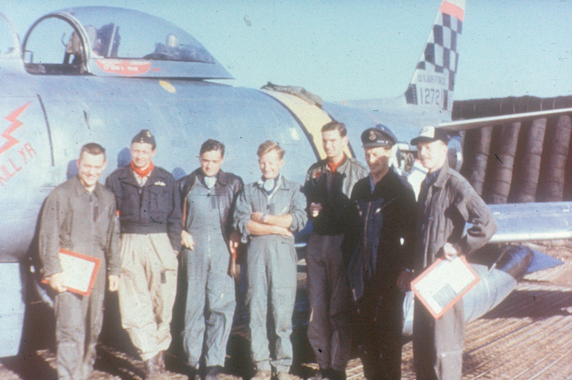 F-86 fighter pilots at Suwon Air Base in Korea. (U.S. Air Force photo)