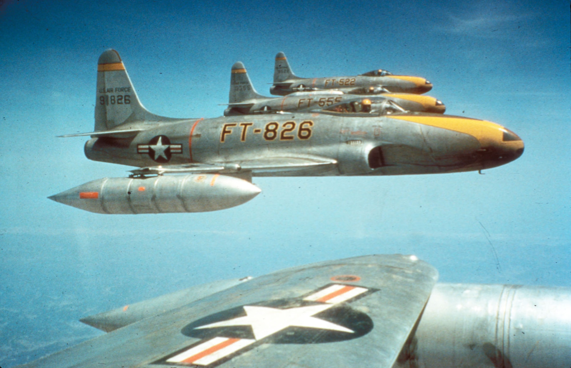 The F-80C was more than a match for the propeller-driven fighters of the North Korean Air Force but suffered from short range when flying from Japanese air bases. (U.S. Air Force photo)