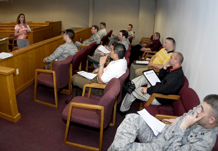 MINOT AIR FORCE BASE, N.D. -- Donna Casey, Sexual Assault Response Coordinator, trains Minot Airmen during the first Bystander Intervention Training here June 3. BIT is aimed to ensure Team Minot has the knowledge and skills necessary to prevent sexual assault related issues. (U.S. Air Force photo by Senior Airman Benjamin Stratton)