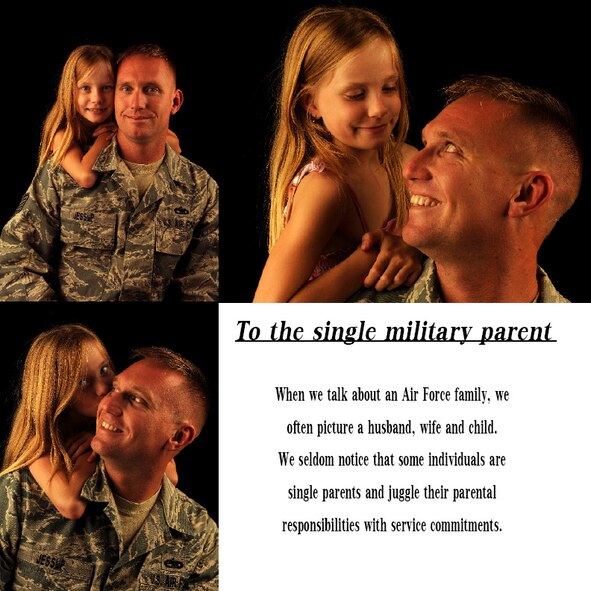 MOODY AIR FORCE BASE, Ga. -- Tech. Sgt. James Jessup, 23rd Aircraft Maintenance Squadron flightline expediter, is performing not only the duties of an Airman, but is also raising his daughter Ashlyn Jae Jessup.  It’s now a little easier thanks to the Single Parents Group, a newly formed group designed to provide Moody’s single parents a network to interact with each other. (U.S. Air Force illustration by Airman 1st Class Joshua Green/RELEASED)