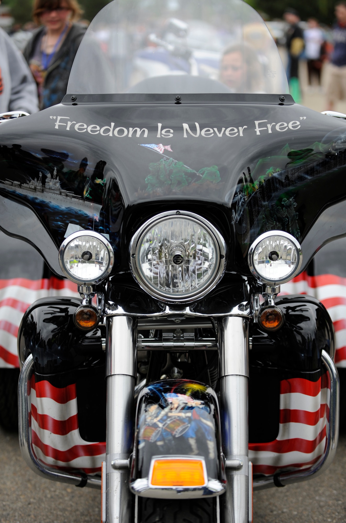 MOUNTAIN HOME AIR FORCE BASE, Idaho -- "Toppers Tribute", owned by Wesley ìTopperî Garvin was on show during the Idaho Rolling Thunder rally held in Holt Park June 6. The tribute was made in memory of those fallen and serving in todayís military. Rolling Thunder was the first benefit ride for the Wounded Warrior project, Operation Warmheart and the Idaho Guard and Reserve Family Support Fund. (U.S. Air Force photo by Airman 1st Class Renishia Richardson)