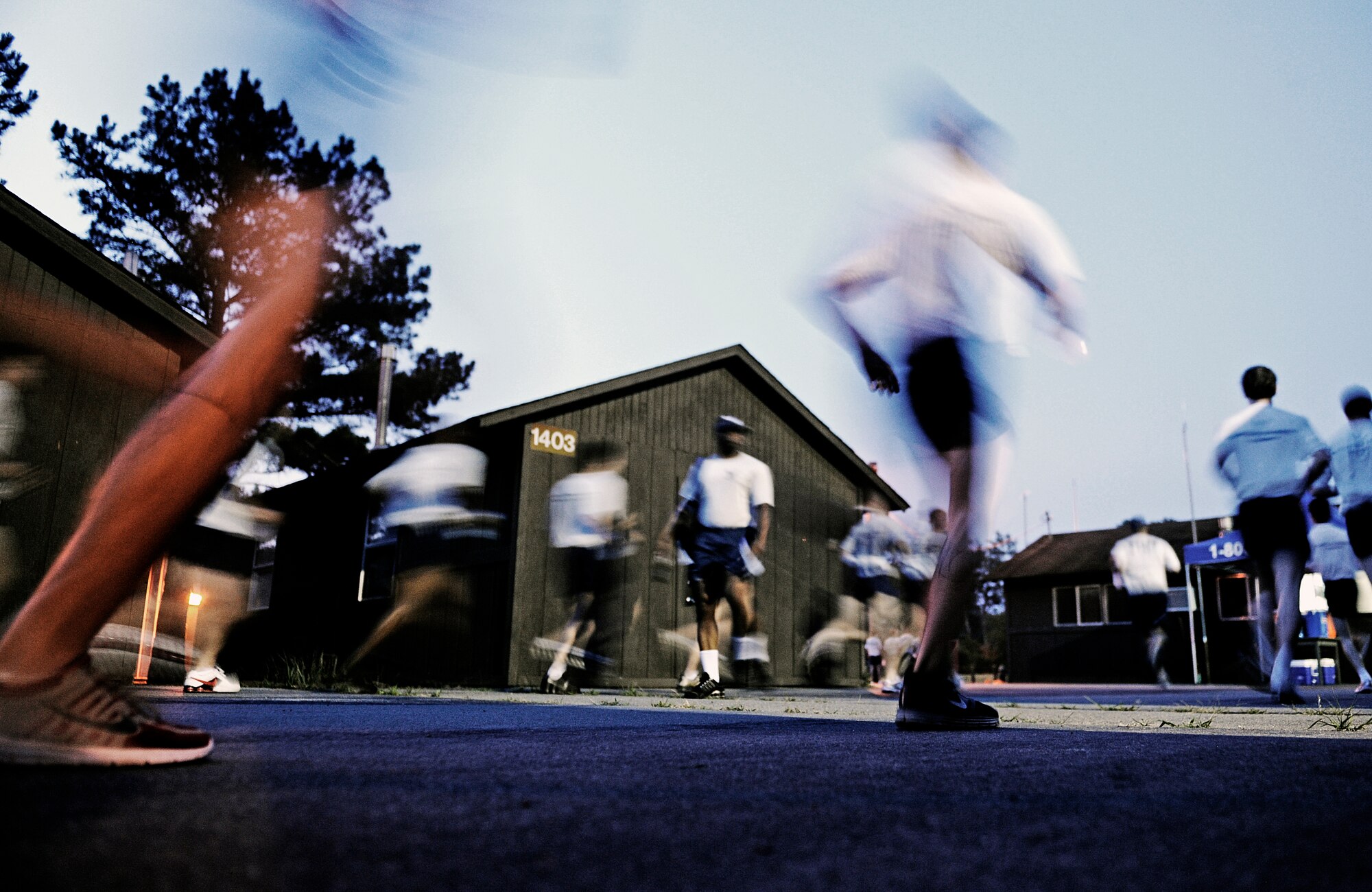 Battlefield Airman trainees jog into place for revile, prior to the start of their day June 2, 2010 at Little Rock Air Force Base, AR. Future Airmen, currently in the delayed entry program, were given the opportunity to train with Air Force combat controllers, pararescuemen and various other special operations career fields. The training is designed to better prepare them for the indoctrination course that they will go through for their specific career field. (U.S. Air Force photo/ Senior Airman Ryan Crane)