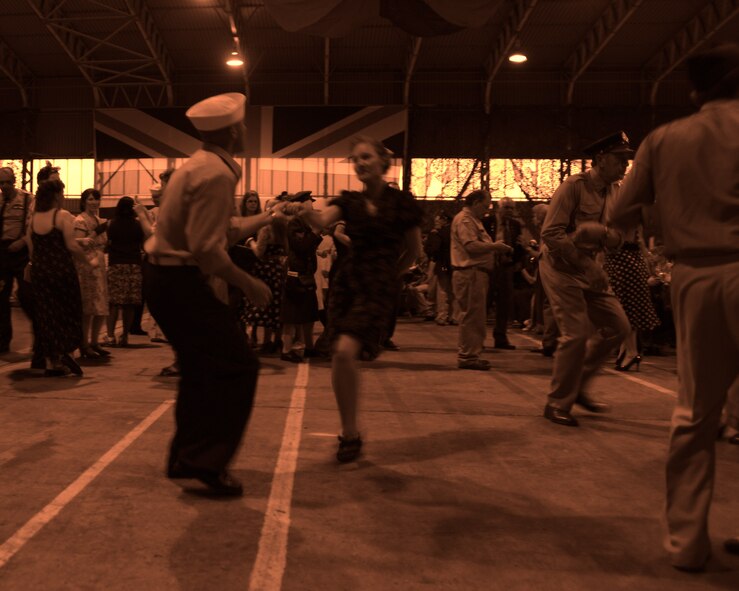 RAF MOLESWORTH, United Kingdom - More than 500 members from local tri-base area and surrounding community attended the annual Hangar Dance here June 5. The dance is based off a 1940's style atmosphere and has been a tradition here since 1988. Veterans from World War II were invited to the dance for free. (U.S. Air Force photo by Staff Sgt. Joel Mease)