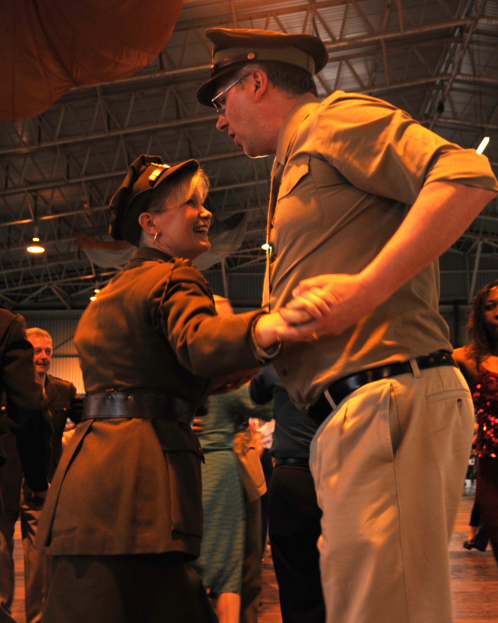 RAF MOLESWORTH, United Kingdom - More than 500 members from local tri-base area and surrounding community attended the annual Hangar Dance here June 5. The dance is based off a 1940's style atmosphere and has been a tradition here since 1988. Veterans from World War II were invited to the dance for free. (U.S. Air Force photo by Staff Sgt. Joel Mease)