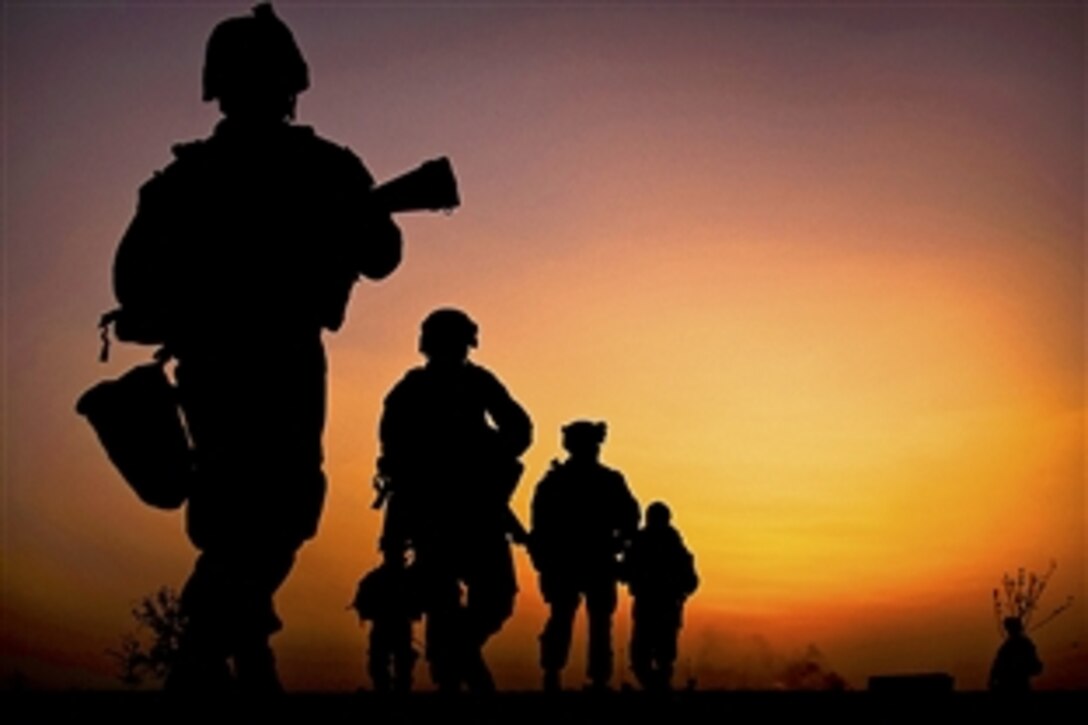 U.S. Marines depart a checkpoint and patrol back to Forward Operating Base Geronimo, Afghanistan, May 30, 2010. The Marines are assigned to Headquarters Company, 3rd Battalion, 3rd Marine Regiment.