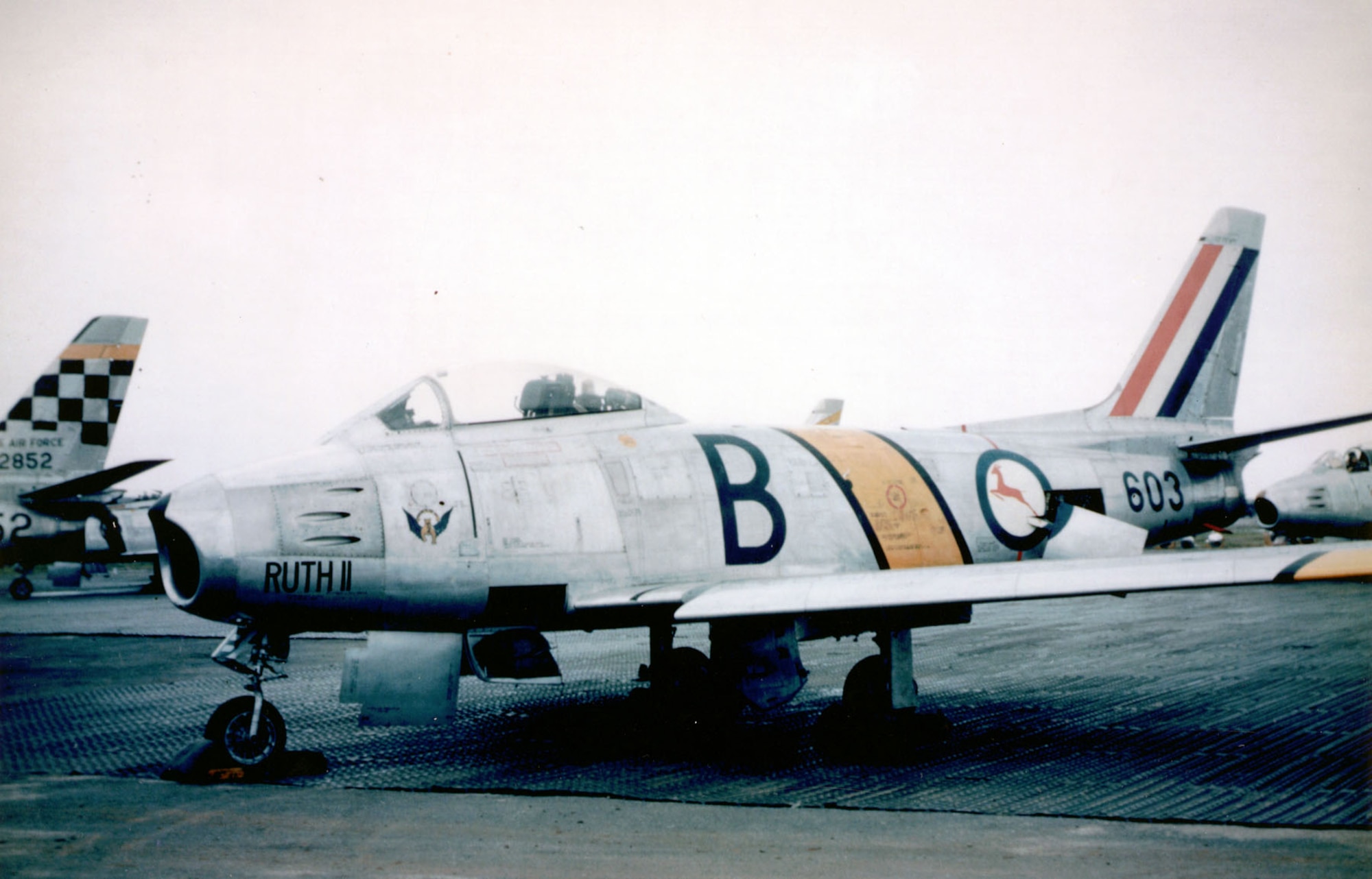 The South African Air Force's 2nd Squadron transitioned from F-51s to the F-86F while attached to a USAF fighter-bomber wing. (U.S. Air Force photo)
