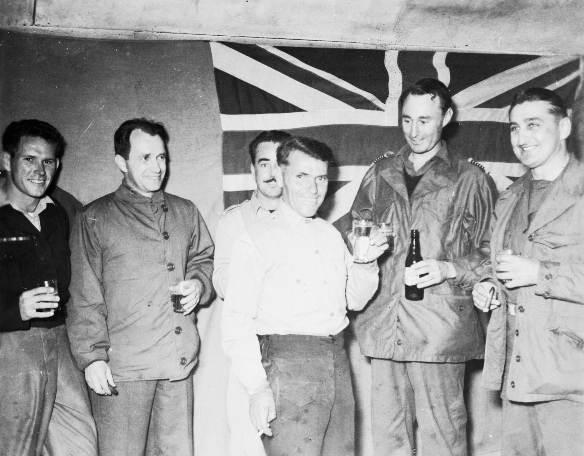 Col. Francis “Gabby” Gabreski (far right) with members of the Royal Australian Air Force No 77 Squadron. Gabreski was the commander of the F-86-equipped 51st Fighter-Interceptor Wing, and an ace in World War II and in Korea. (U.S. Air Force photo)