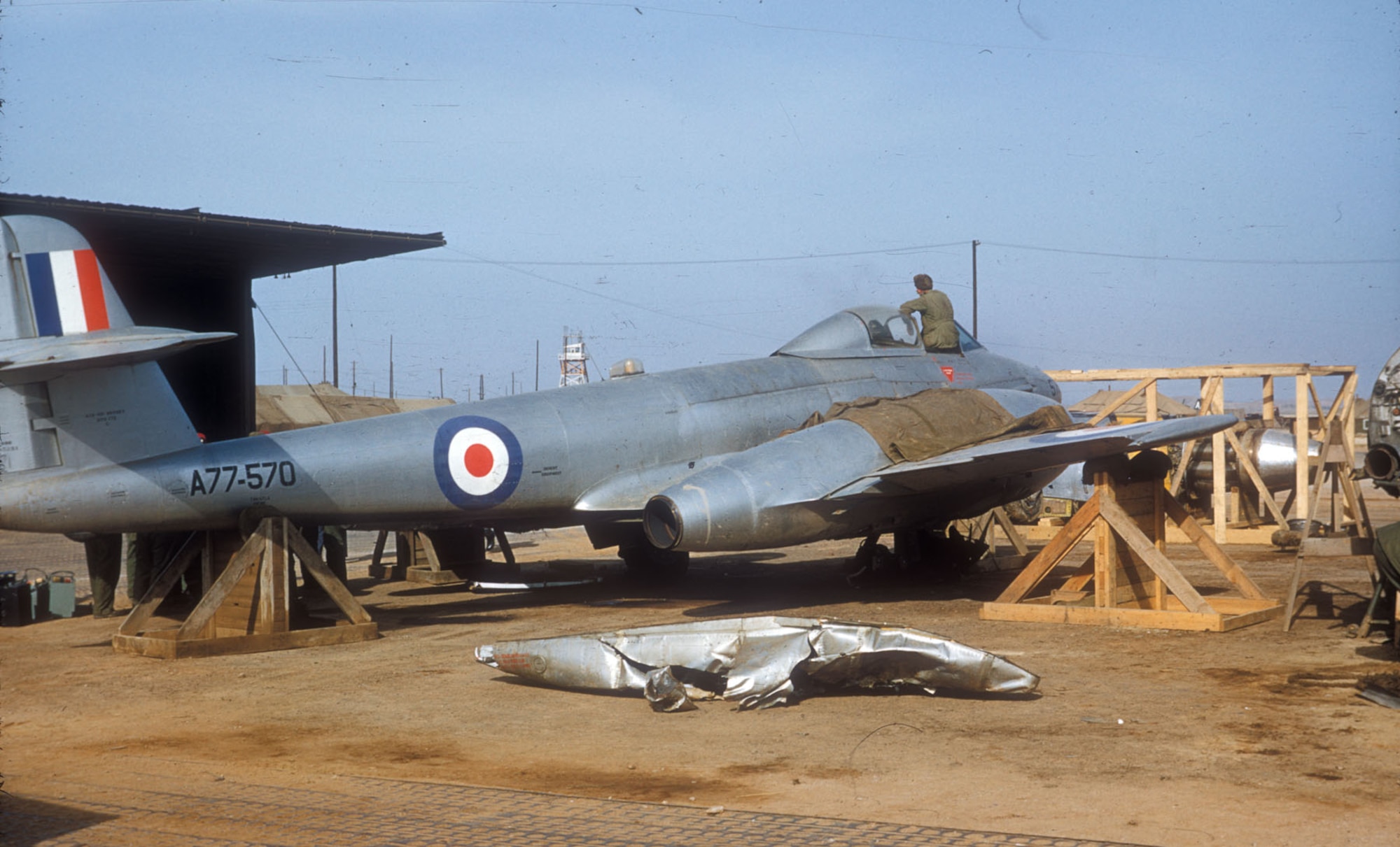 In 1951 the Royal Australian Air Force's No. 77 Squadron traded their American propeller-driven F-51s for British Meteors. No. 77 Squadron flew as an attached unit to a USAF fighter wing. (U.S. Air Force photo)