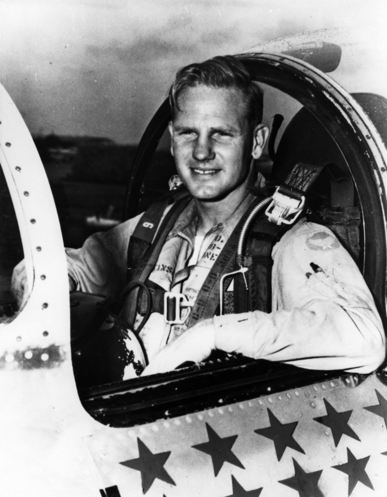 Maj. Frederick C. “Boots” Blesse in his F-86 during the Korean War. (U.S. Air Force photo)