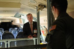 Philip Murphy, U.S. Ambassador to the Federal Republic of Germany, listens to one of the aircrew’s briefing during the unveiling of the ILA 2010 Berlin International Aerospace Exhibition and Conferences Air Show June 8 at Berlin-Schoenefeld Airport. American aircraft displays include B-1B Lancer, C-130J Hercules, C-17 Globemaster III, C-5 Galaxy, KC-135 Stratotanker and B-52 Stratofortress. (U.S. Air Force photo/Staff Sgt. Julius Delos Reyes) 