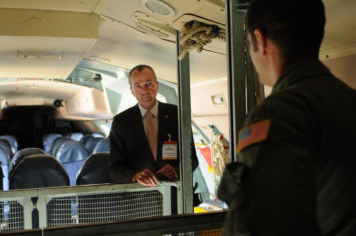 BERLIN -- Philip Murphy, U.S. Ambassador to the Federal Republic of Germany, listens to one of the aircrew’s briefing during the unveiling of the  ILA 2010 Berlin International Aerospace Exhibition and Conferences Air Show June 8 at Berlin-Schoenefeld Airport. American aircraft displays include B-1B Lancer, C-130J Hercules, C-17 Globemaster III, C-5 Galaxy, KC-135 Stratotanker and B-52 Stratofortress. (U.S. Air Force photo/Staff Sgt. Julius Delos Reyes)