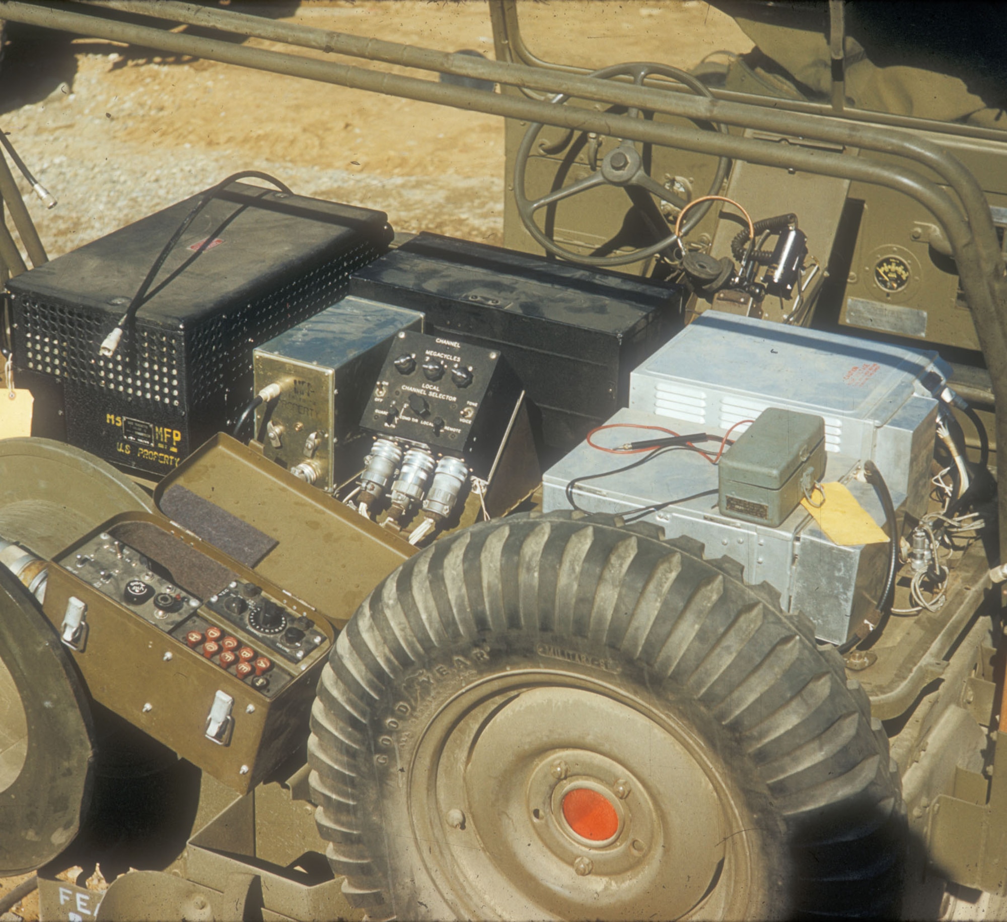 The back of a TACP jeep was filled with equipment. The types of radios used in TACP jeeps evolved over the course of the war. (U.S. Air Force photo)