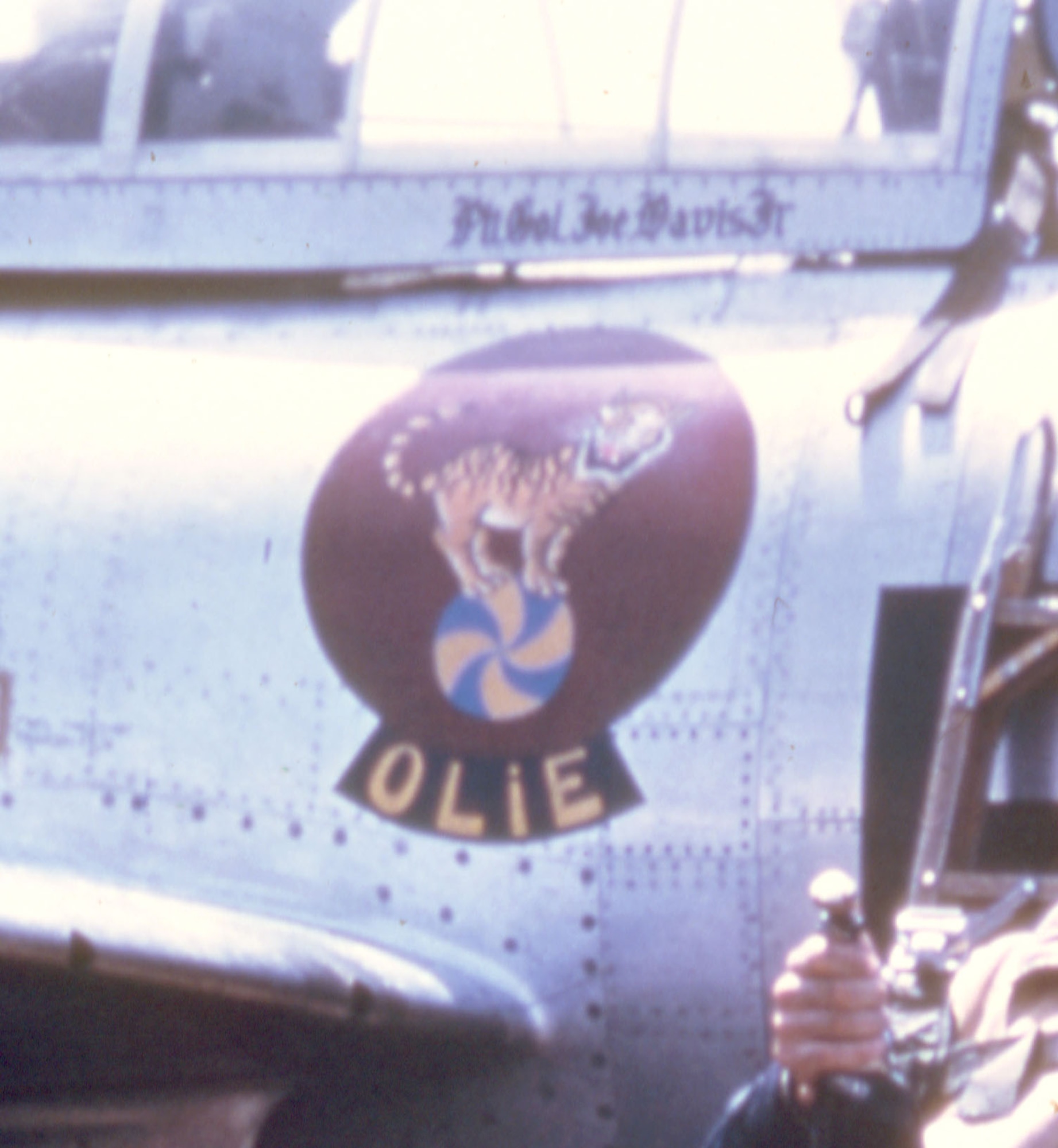 430th Fighter-Bomber Squadron emblem on the right side of Col. Davis’ F-84. (U.S. Air Force photo)
