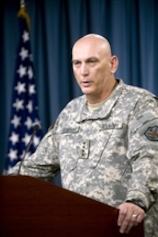 Commander of U.S. Forces-Iraq Gen. Ray Odierno, U.S. Army, delivers an operational update on the state of affairs in Iraq during a press briefing in the Pentagon on June 4, 2010.  