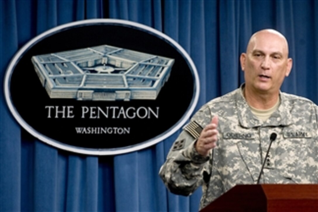 Commander of U.S. Forces-Iraq Gen. Ray Odierno, U.S. Army, delivers an operational update on the state of affairs in Iraq during a press briefing in the Pentagon on June 4, 2010.  