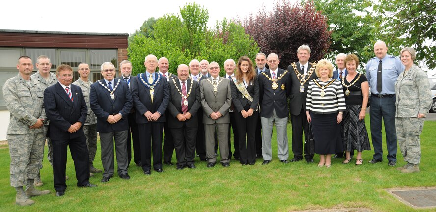RAF ALCONBURY, United Kingdom - Mayors and local dignitaries from the surrounding area of RAF Alconbury and Molesworth were given a mission brief and tour of the two installations June 10. (U.S. Air Force photo by Staff Sgt. Joel Mease)
