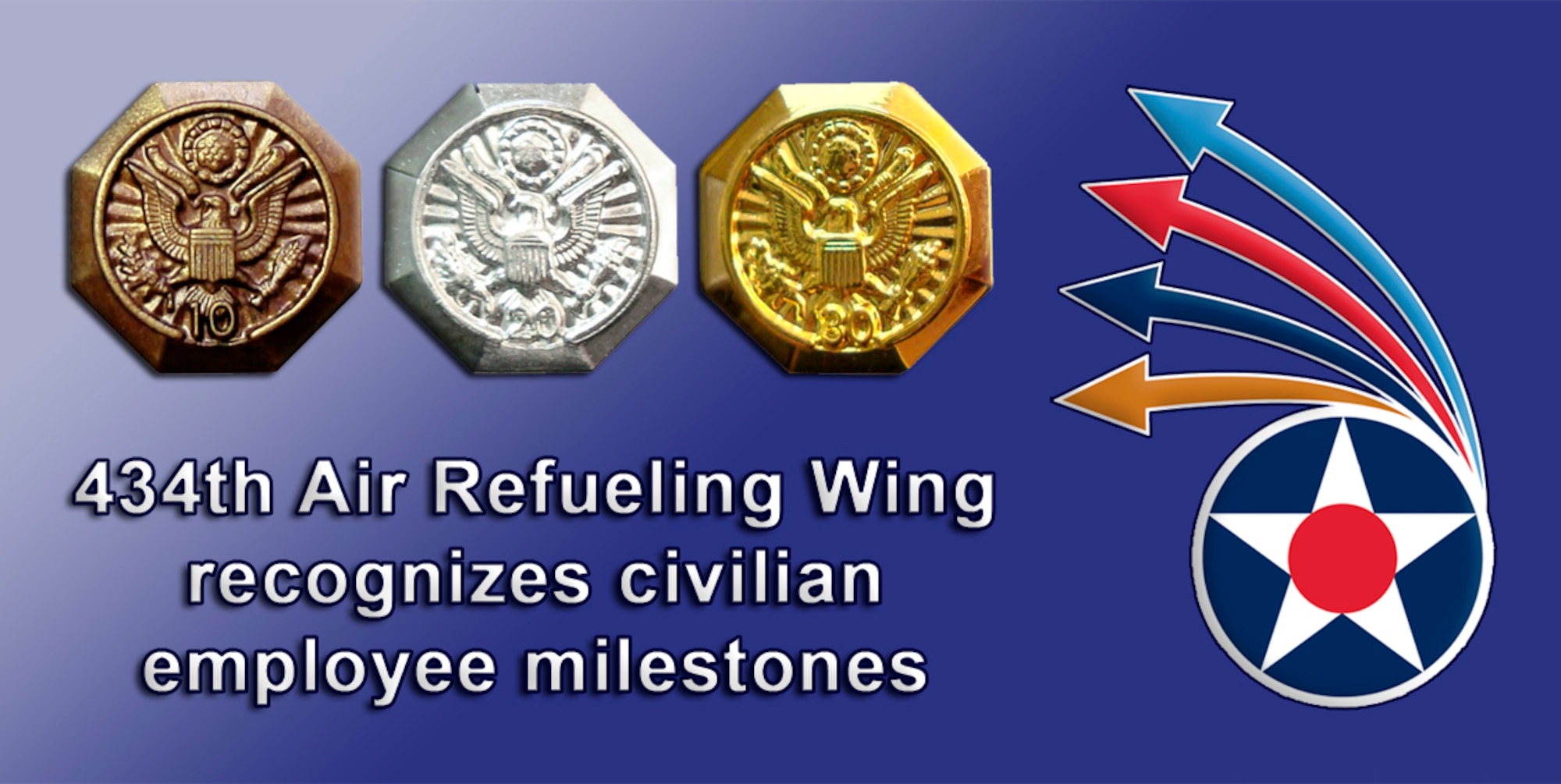 GRISSOM AIR RESERVE BASE, Ind. -- A number of civilian employees at Grissom were recently recognized for milestone in their federal service careers. Civilian employees are an integral part in how the Air Force mission is accomplished on a daily basis.  Several of these individuals at Grissom were recognized for longevity milestones of ten, 20 and 30 years of federal civil service.   (U.S. Air Force graphic/Tech. Sgt. Mark R. W. Orders-Woempner)