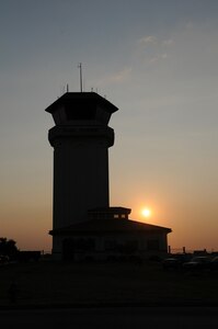 Randolph AFB flightline's East Tower at sunrise May 27, 2010.