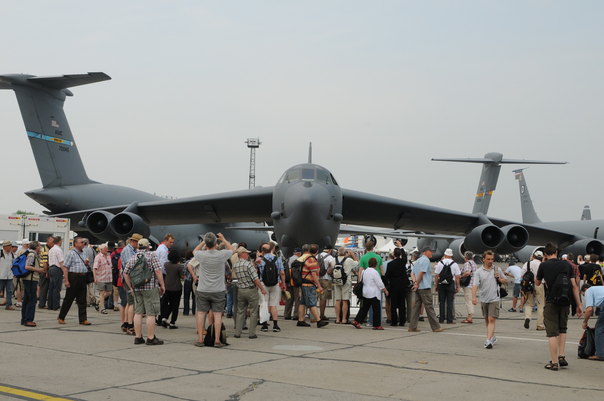 Visitors look at the B-52 Stratofortress during the ILA 2010 Berlin International Aerospace Exhibition and Conferences June 11. The B-52 flew in from Barksdale Air Force Base, La., to participate in the Berlin Air Show, which features 1,153 exhibitors from 47 countries, including the United States. (U.S. Air Force photo/Staff Sgt. Julius Delos Reyes)