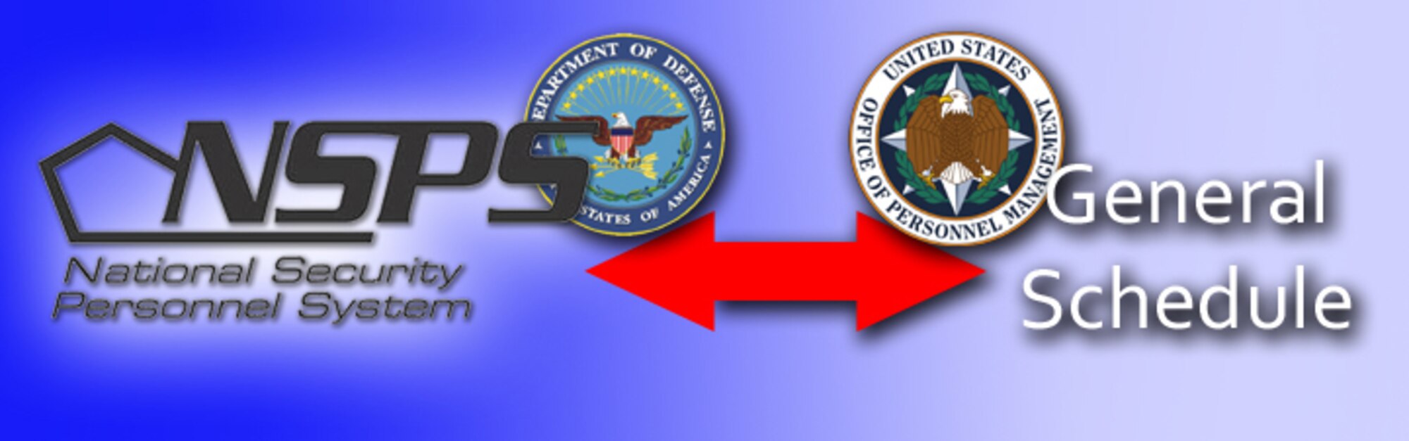 The Department of Defense's National Security Personnel System is scheduled to convert each civilian position to the Office of Personnel and Management's General Schedule pay scale, as directed by the 2010 National Defense Authorization Act. The full and complete conversion is scheduled to be completed in 2012. (U.S. Air Force graphic/Staff Sgt. Stephen J. Collier)