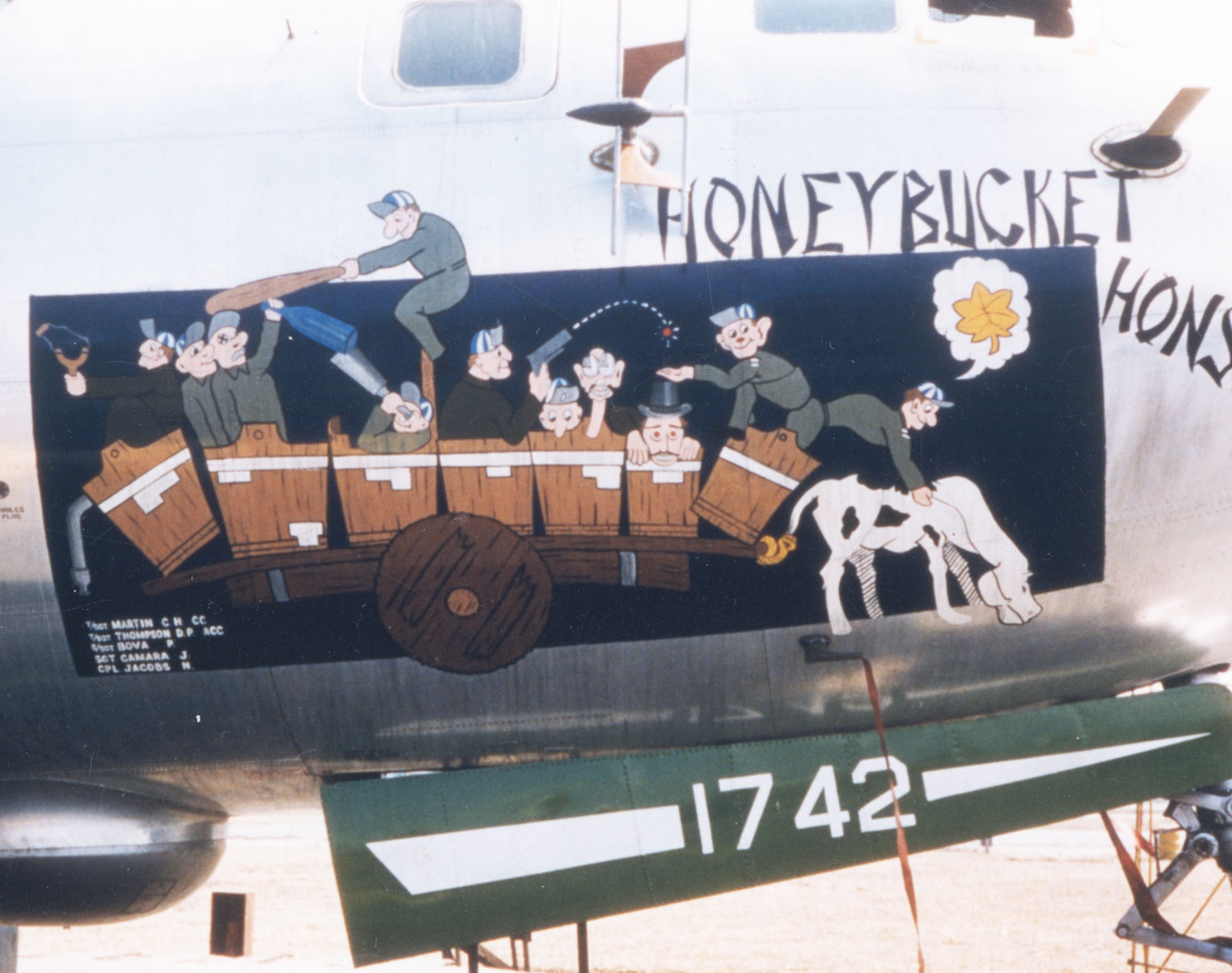 "Honeybucket Honsho." The B-29’s large fuselage made an ideal canvas for nose art. (U.S. Air Force photo)