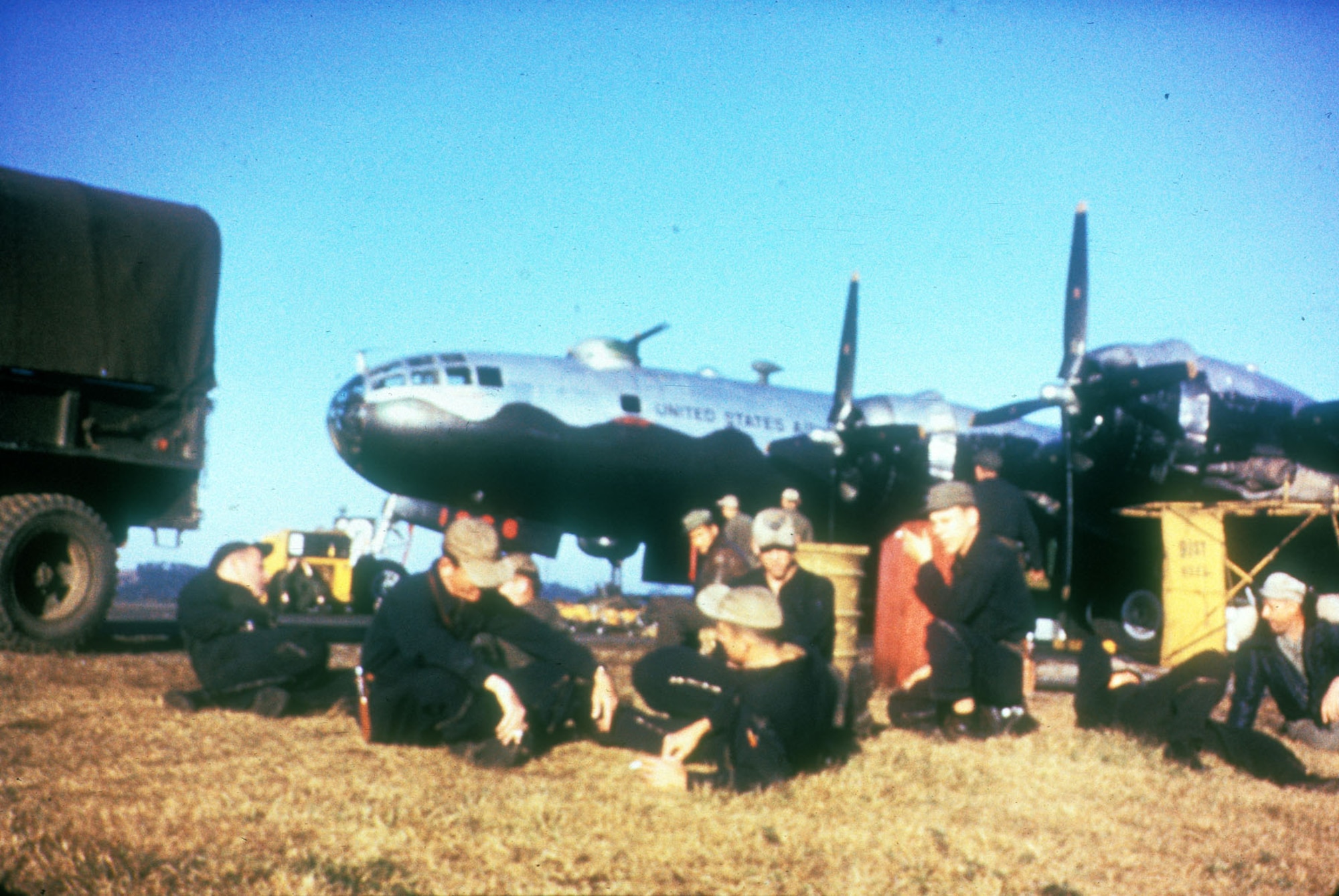 B-29 crew waiting for the word "go." (U.S. Air Force photo)