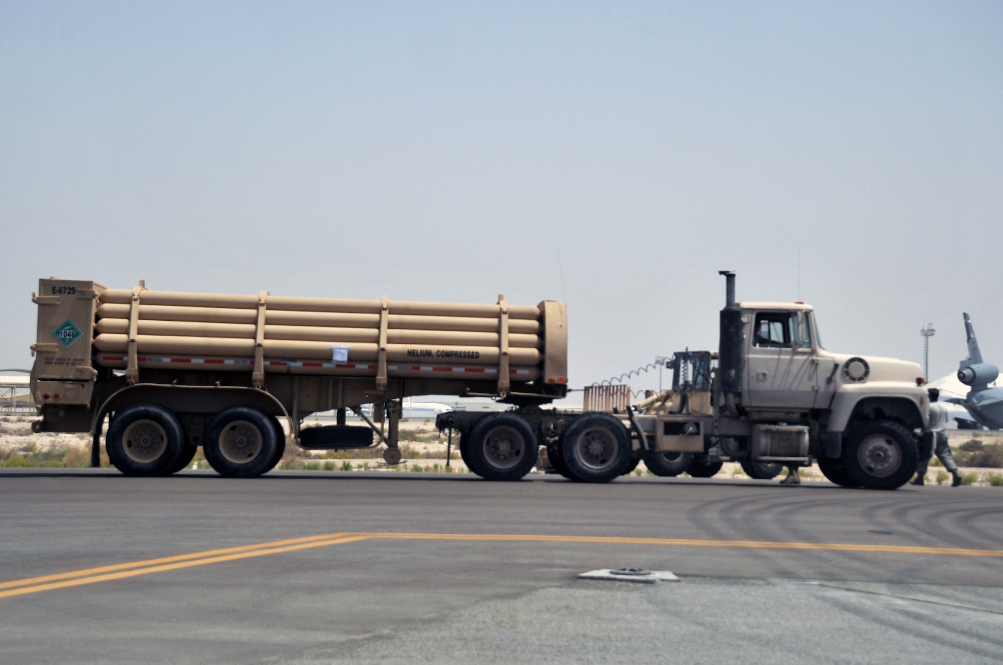 Air transportation Airmen from the 380th Expeditionary Logistics Readiness Squadron's Air Terminal Operations Center work on the flightline during operations for the 380th Air Expeditionary Wing at a non-disclosed base in Southwest Asia on  May 19, 2010. The 380th AEW supports operations Iraqi Freedom and Enduring Freedom and the Combined Joint Task Force-Horn of Africa. All air transportation Airmen deployed with the 380th AEW are deployed from the 89th Aerial Port Squadron at Joint Base Andrews, Md. (U.S. Air Force Photo/Master Sgt. Scott T. Sturkol/Released)