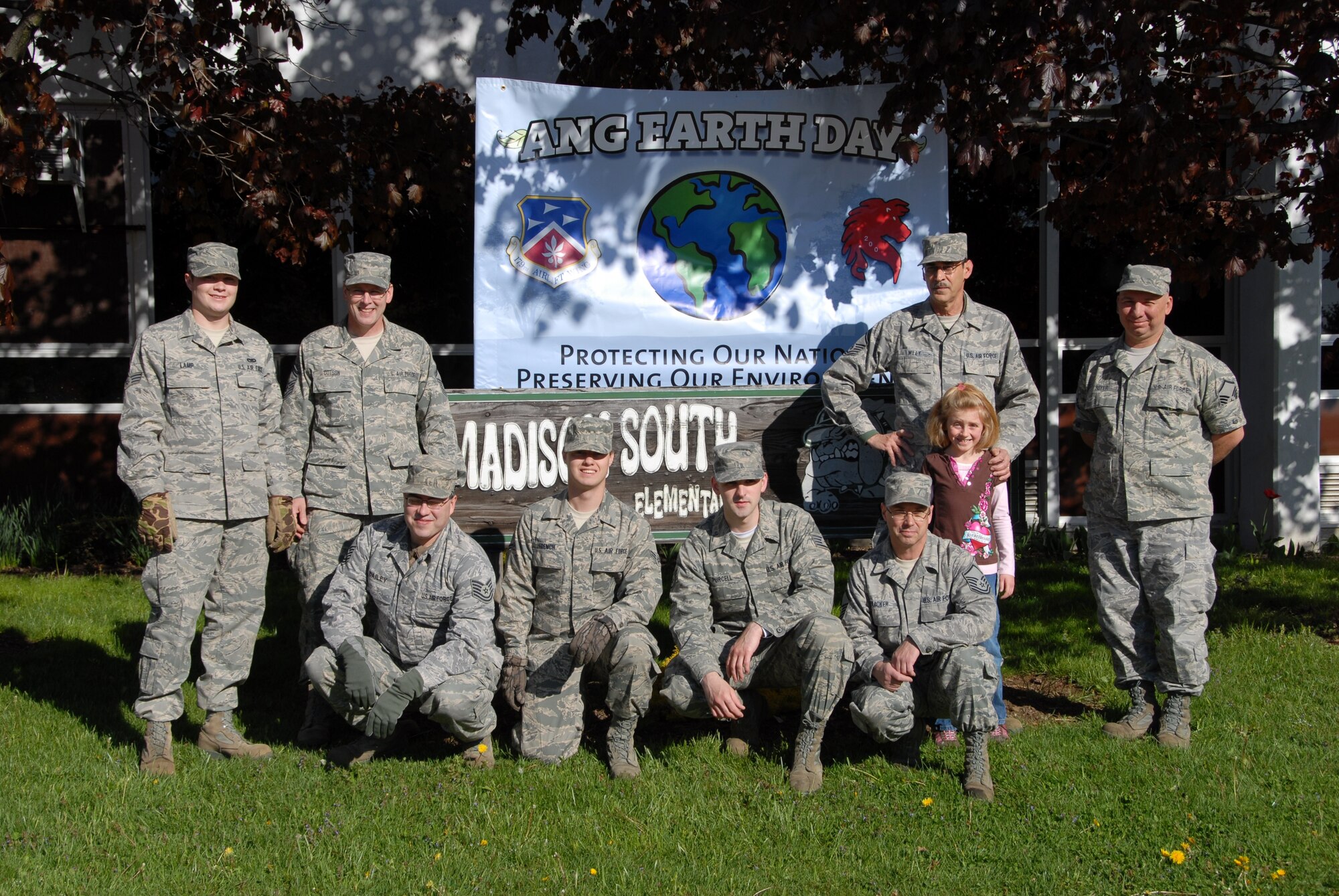 Members of the 179th Airlift Wing volunteer their time to the local community by cleaning up parks and rivers, and landscaping around schools. The annual community service is to celebrate Earth Day. This years event was held at various Mansfield area schools and other public areas on April 28, 2010.(U.S. Air Force photo by SRA Joseph Harwood) (RELEASED)