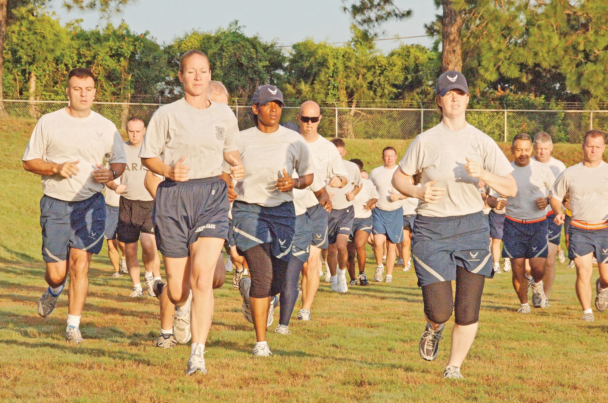 Senior NCO Academy students participate in “Fit to Fight” at the Gunter Bowl last year. Beginning July 1, the Air Force will implement more rigorous standards for PT testing.(U.S. Air Force photo/Donna Burnett)