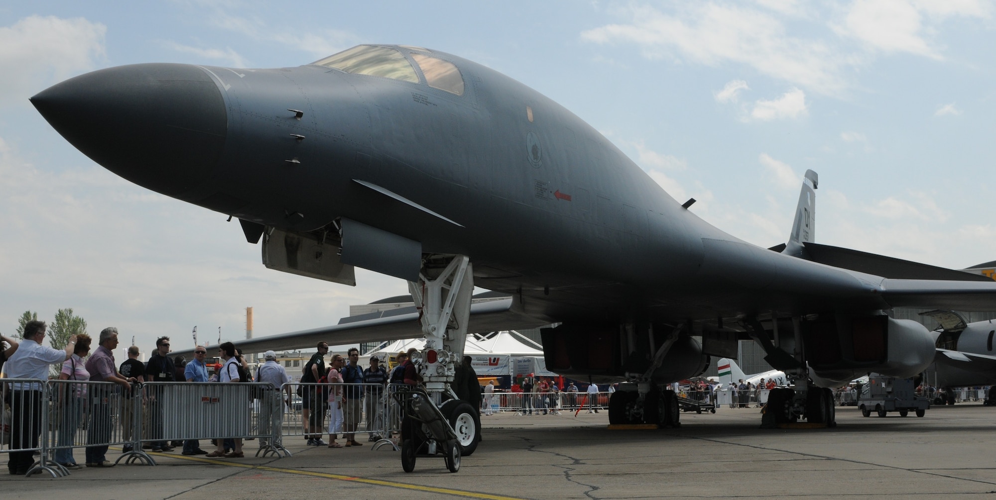 A B-1 Lancer attracts visitors of the ILA 2010 Berlin International Aerospace Exhibition and Conferences June 11. The B-1 is one of the aircraft being featured in the Berlin Air Show’s 1,153 exhibits from 47 countries. (U.S. Air Force photo/Staff Sgt. Julius Delos Reyes)
