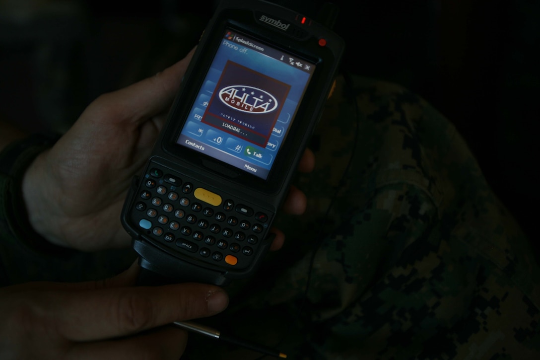 The MC70 Symbol Mobile Device allows corpsmen to store electronic data directly in the field.
