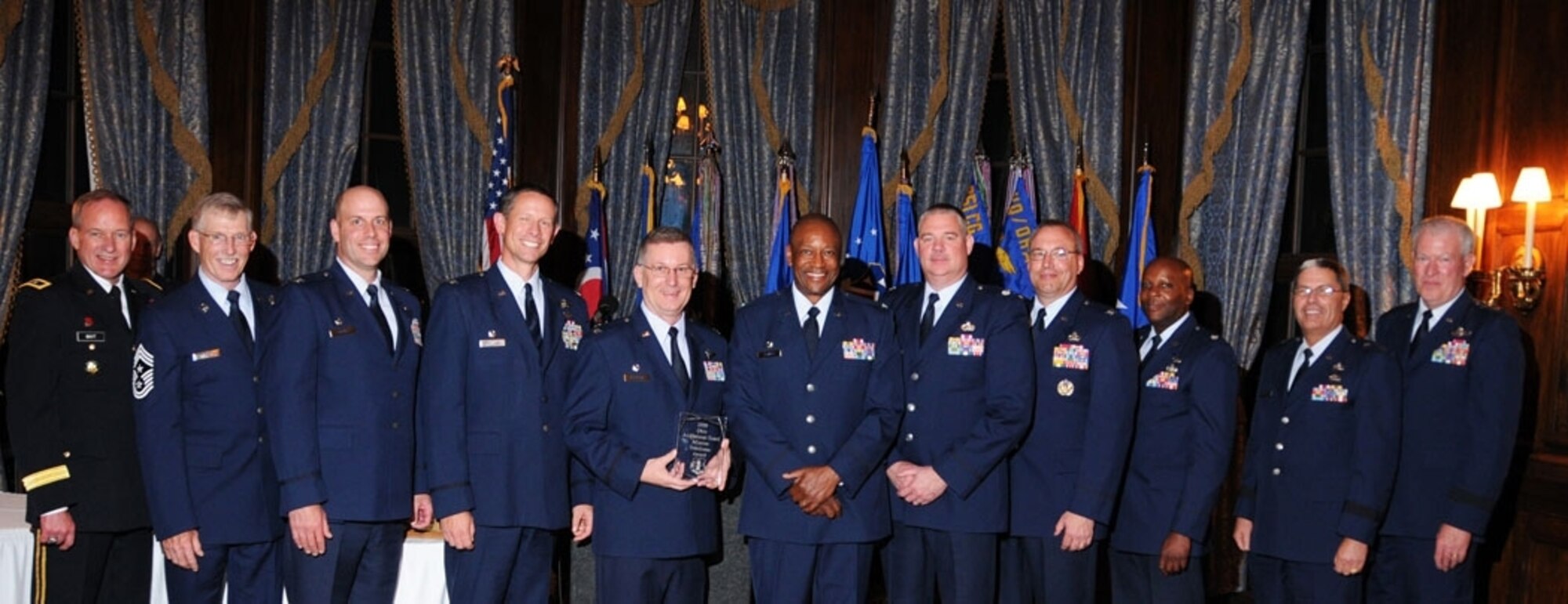 Members of the 179th Airlift Wing accepting awards at the 2010 Ohio Air National Guard Annual Awards Banquet. (U.S. Air Force photo by SSgt Jodi Leninger) (RELEASED)