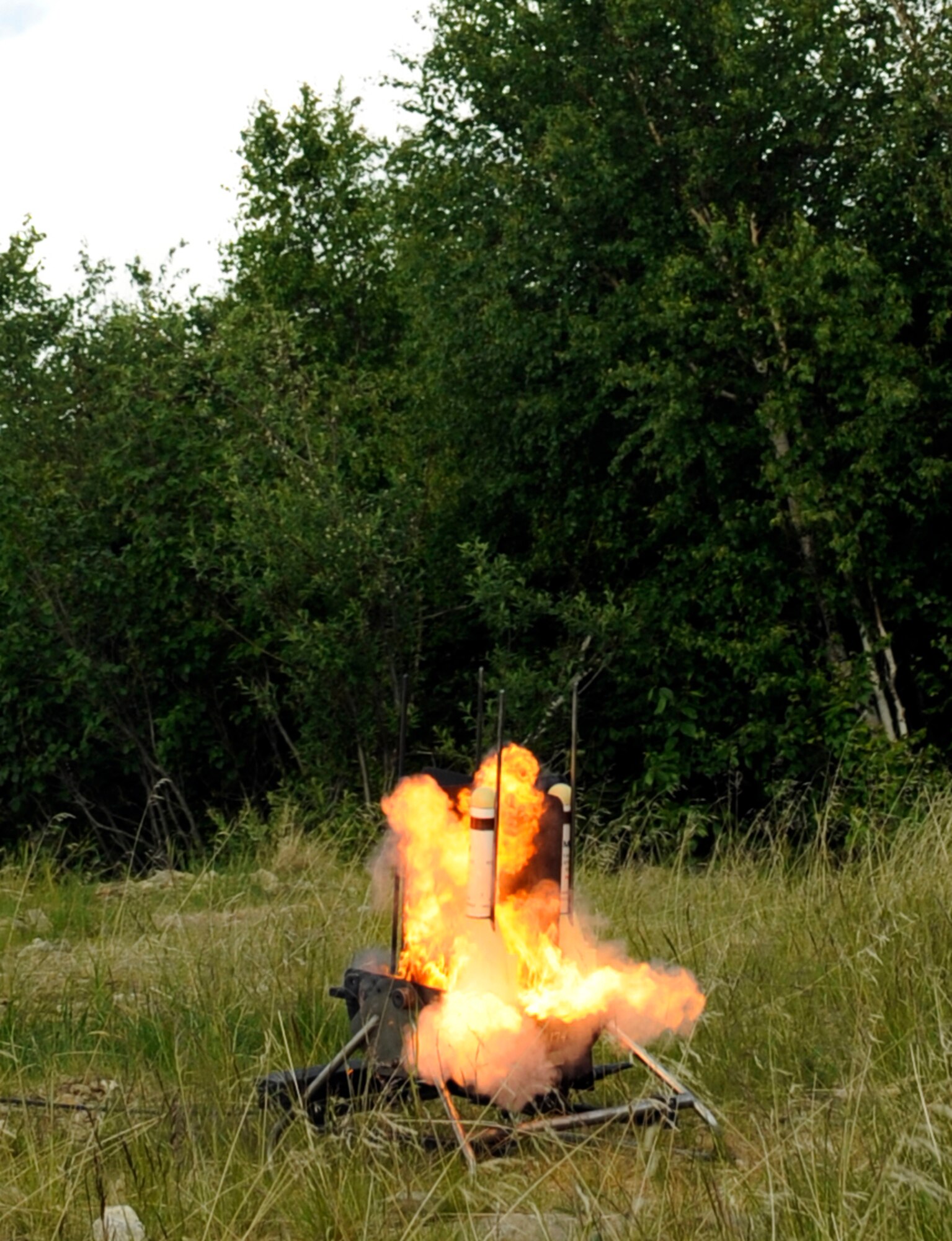 A Smokey SAM launches June 16, 2010, Eielson Air Force Base, Alaska. The mock surface-to-air missile displays the visual characteristics of typical smoke trails caused by an actual FIM-92 Stinger. This training operation was part of the joint multinational exercise Red Flag - Alaska. (U.S. Air Force photo/Airman 1st Class Willard E. Grande II)