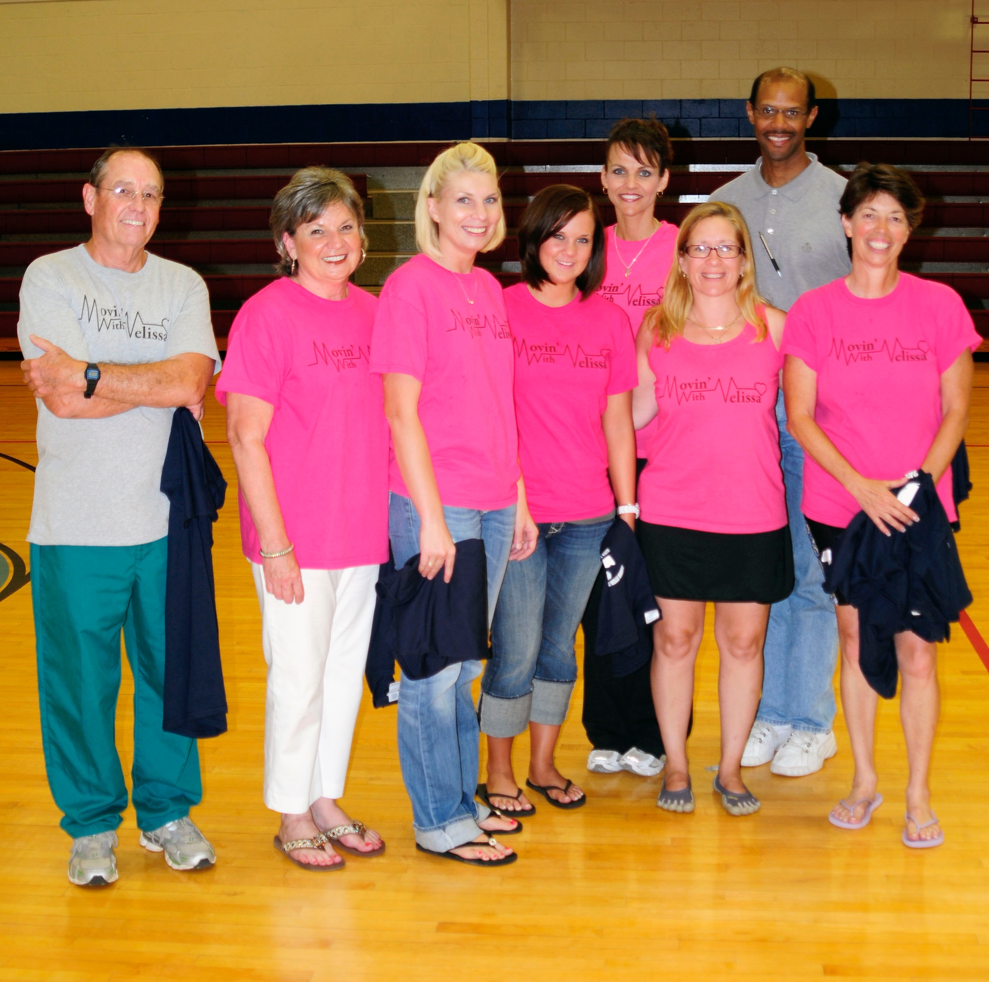 ALTUS AFB, Okla. - Team Voodoo Children are named the winners of this year?s annual 1,000,000 push-up and crunch challenge. The team consisted of; Team Captain Mellissa Guinan, Annamarie Mason, Sam Mason, Ron Terry, John Thomas, Amy Abernathy, Jill Richards, Nancy Evans, ?LA Ray?, and Jordan Abernathy. (U.S. Air Force photo by Airman 1st Class Myles Stepp/Released 97 AMW Public Affairs)
