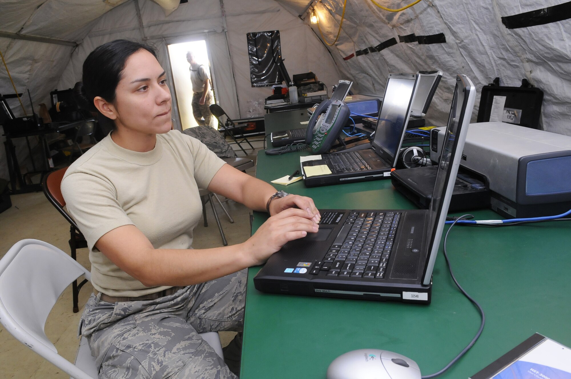 SrA Eguzki Zellner, Hurlburt Field, is one of the communication specialists here at Robins for Operation Joint Lightning. U. S. Air Force photo by Sue Sapp