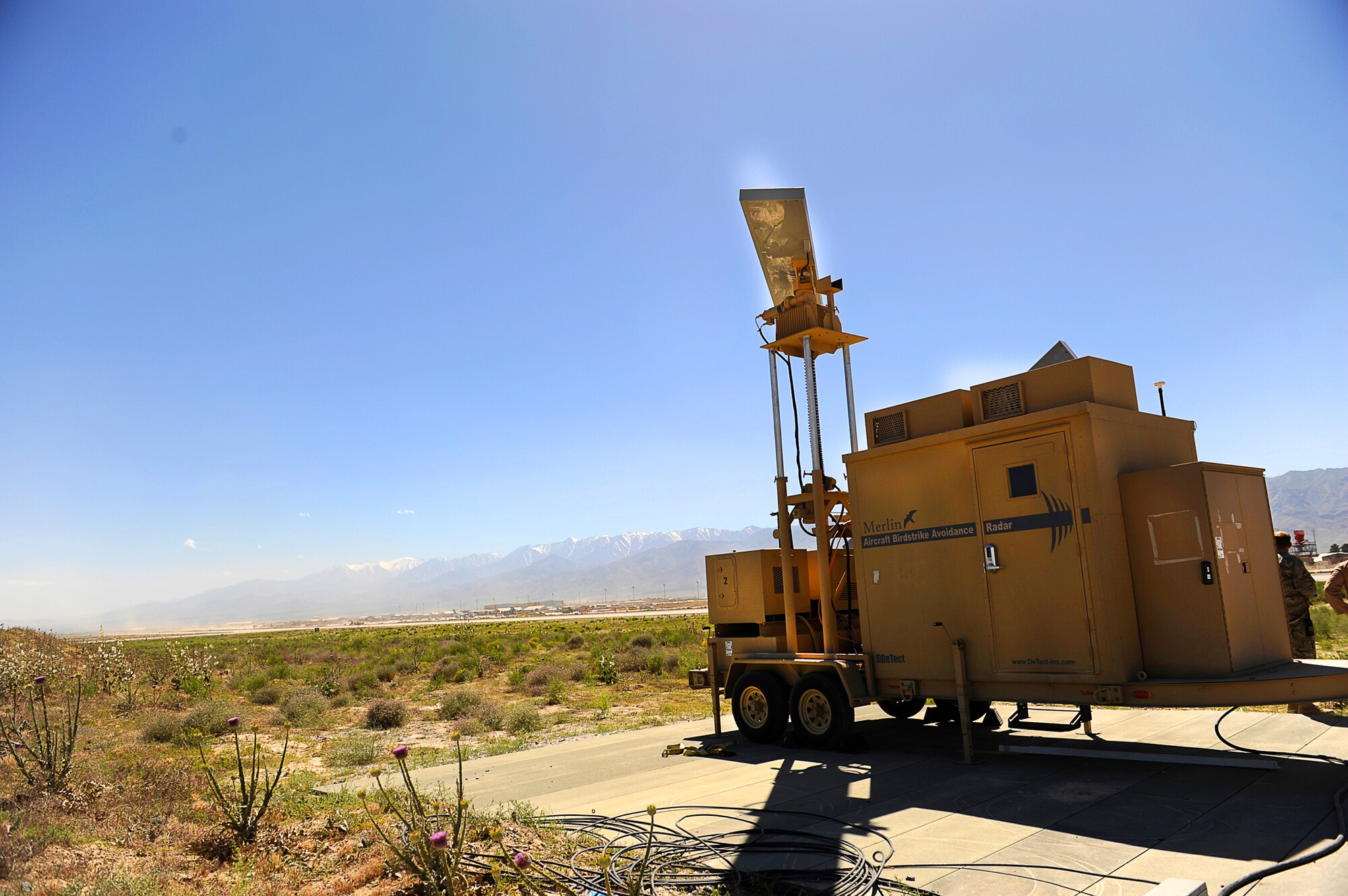 A new Merlin bird radar system is installed May 29, 2010, at Bagram Airfield, Afghanistan. (U.S. Air Force photo/Master Sgt. Jeromy K. Cross)








