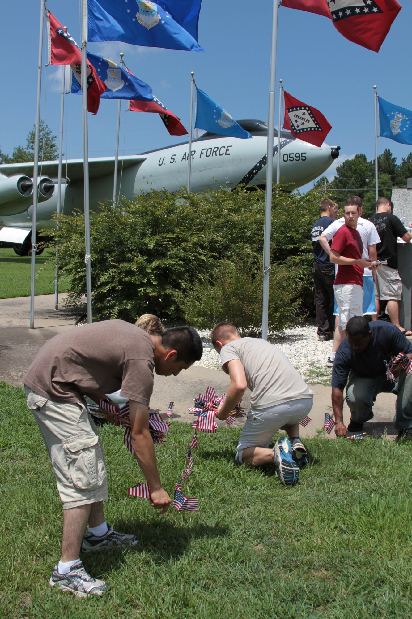 Airmen from the First Term Airmen Center set up 1,400 American flags June 13 at Heritage Park. The flags were set up for National Flag Day to commemorate the first official U.S. flag. (U.S. Army photo by Spc. Jared Sollars)