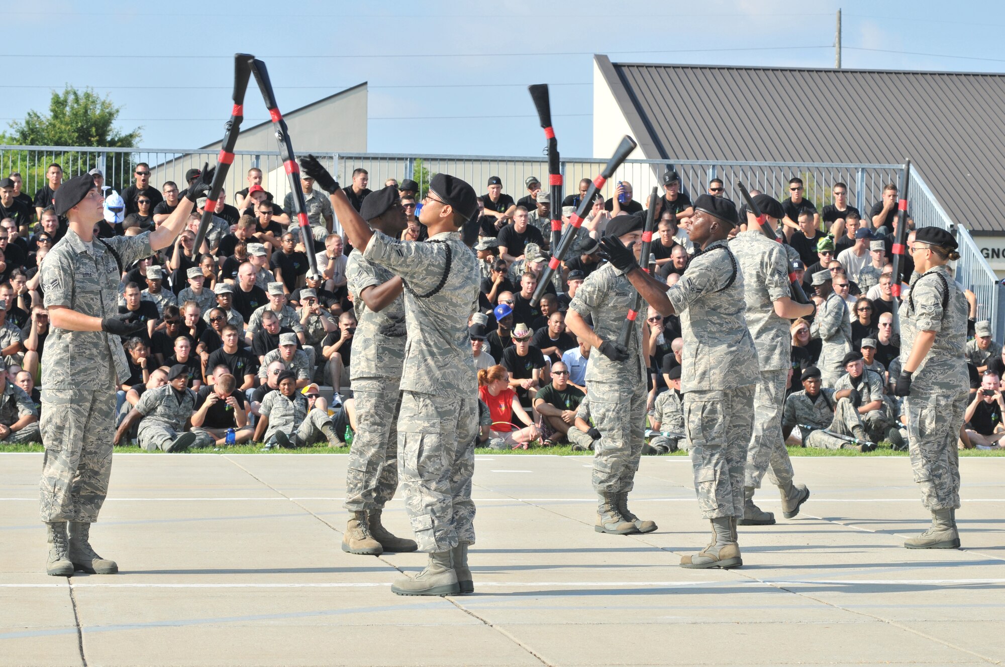 The Dark Knights placed first in open ranks and regulation drill and second place in freestyle drill to win the overall competition.  (U.S. Air Force photo by Adam Bond)
