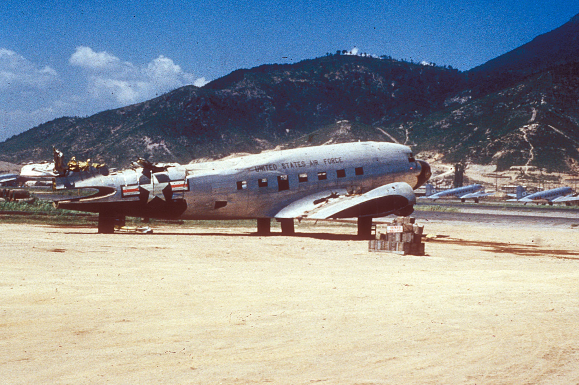 Damaged aircraft like this C-47 were often stripped for parts to keep others flying. (U.S. Air Force photo)
